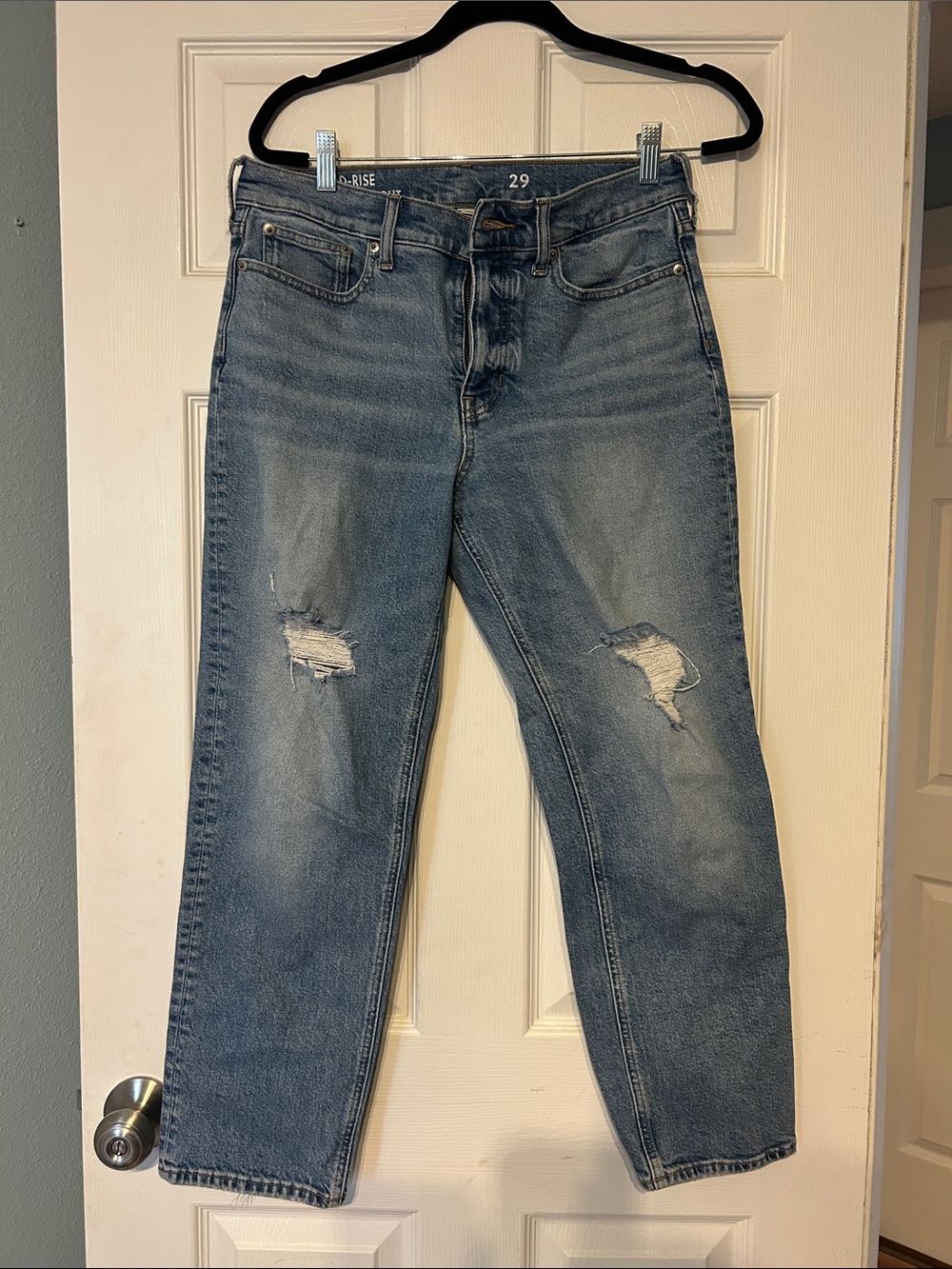 J. Crew High Rise Straight Leg Distressed Jeans